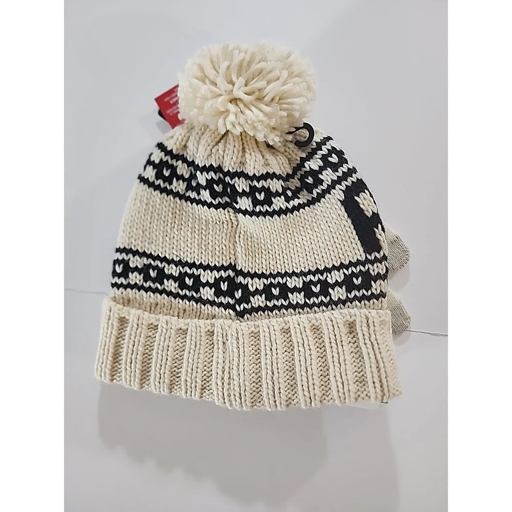 Baltimore Ravens Team Apparel Knit Beanie‎ & Gloves Set Cream NWT